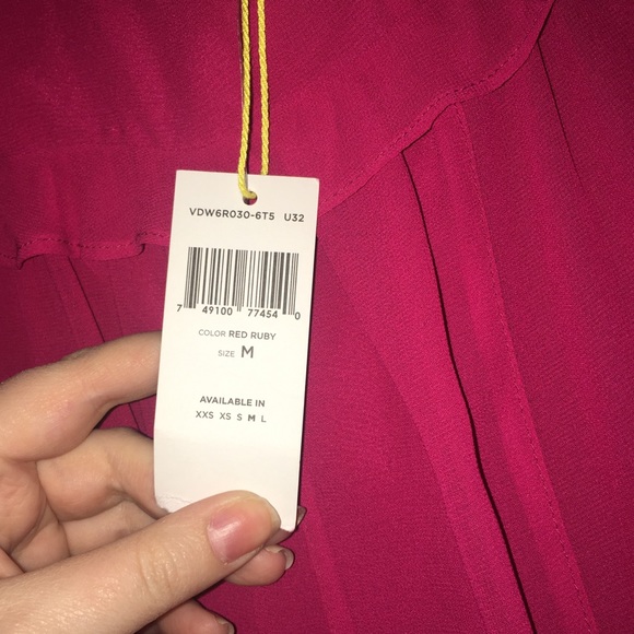 BCBGeneration Flounce Slip Red Ruby Cocktail Dress - Picture 4 of 6